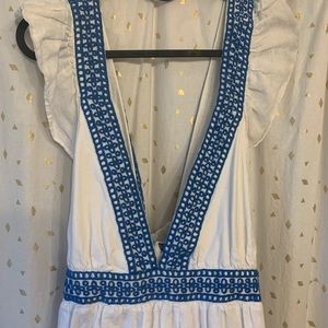 Full length white maxi with blue detail